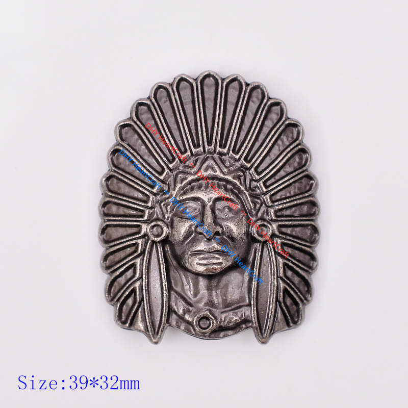5PC Big 1-1/2'' Solid Ethnic Indian Head Chief CONCHO Screw Back Antique Silver