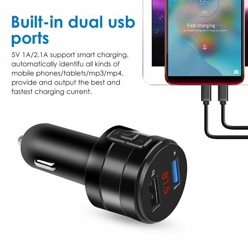 Bluetooth Wireless Handsfree Car FM Transmitter MP3 Player 2 USB Charger Kit kf
