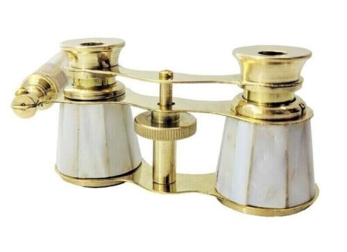 Antique French Mother of Pearl & Brass Opera Glasses Working Binoculars Gift