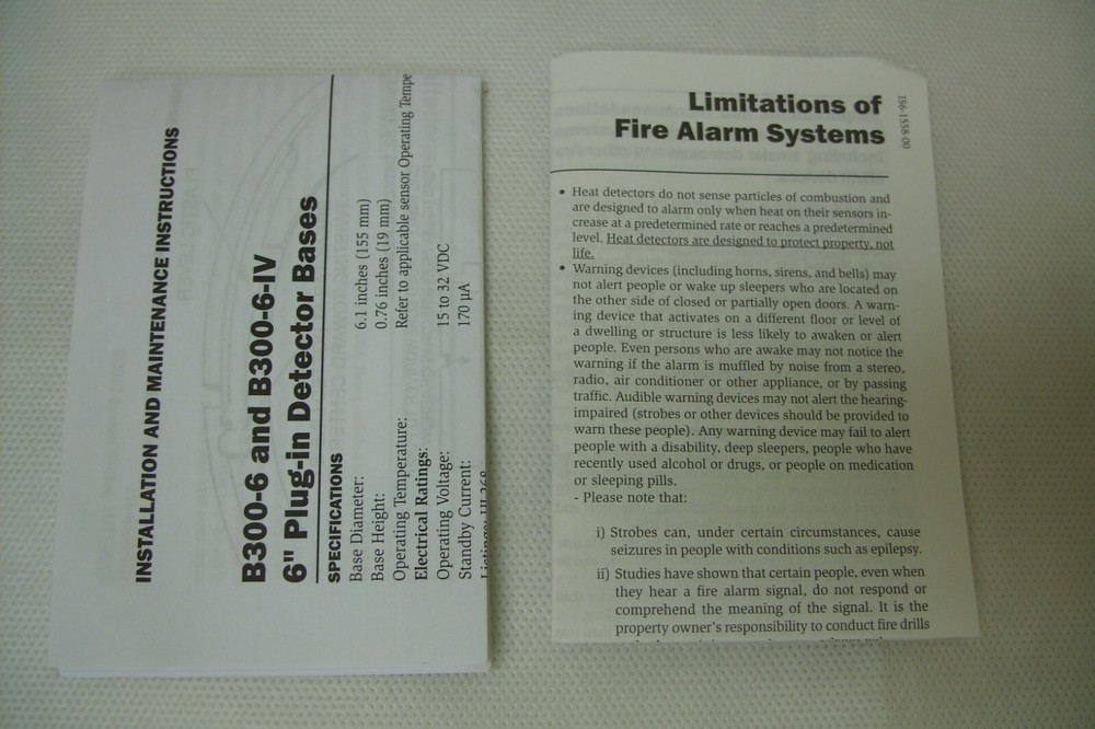 System Sensor B300-6-IV ~ 6" Detector Base Low-Profile Standard Flanged - Ivory