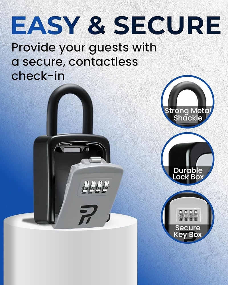 Outdoor Key Storage Lockbox - Personalizable 4-Digit Combination Security