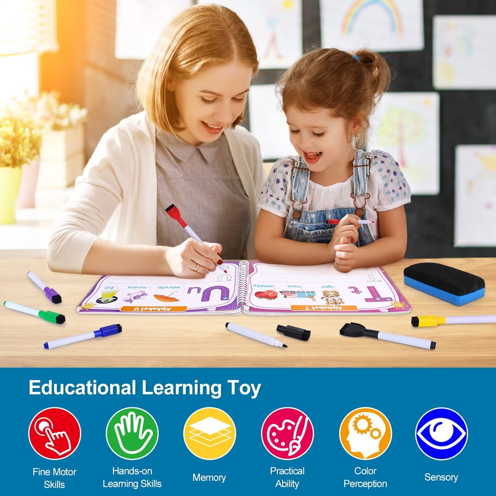 Preschool Learning Activities Educational Workbook, Handwriting Medium, Blue