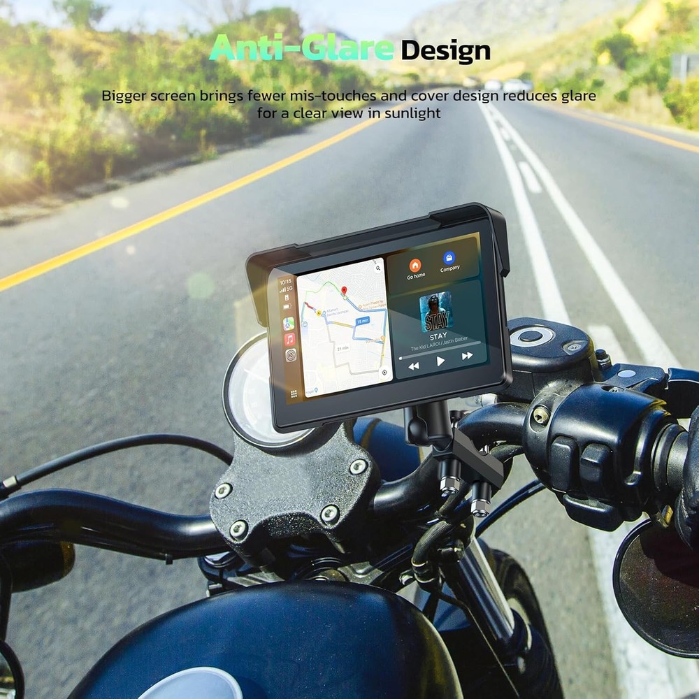 Lamtto 7Inch Motorcycle Navigation GPS Wireless Carplay Android Touch Screen