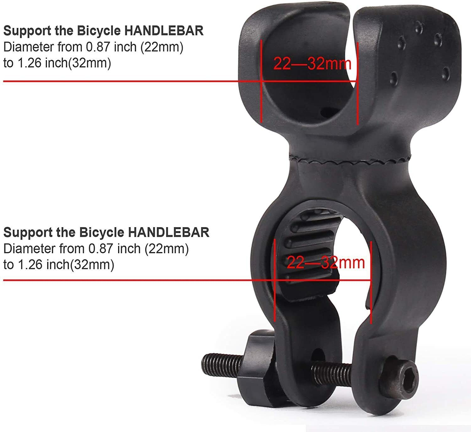 Bike Handlebar Flashlight Mount Bicycle Front Torch Clip LED Headlight Holder