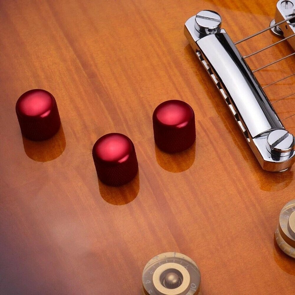 3Pack Electric Guitar Volume Tone Control Knobs Dome Button Potentiometer Caps