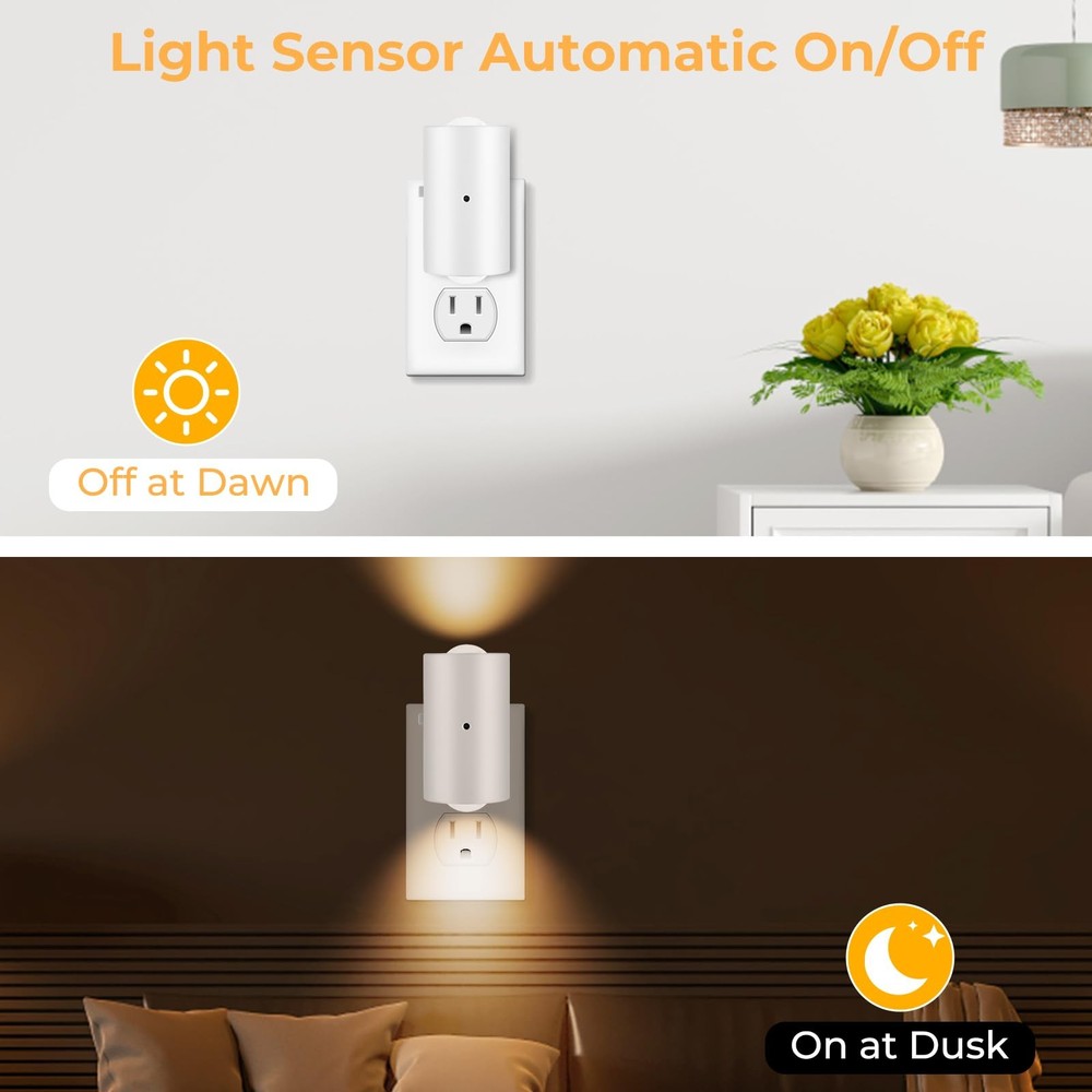 Dimmable Night Lights Plug into Wall, Rotatable Plug-in LED Night Light, Dusk...