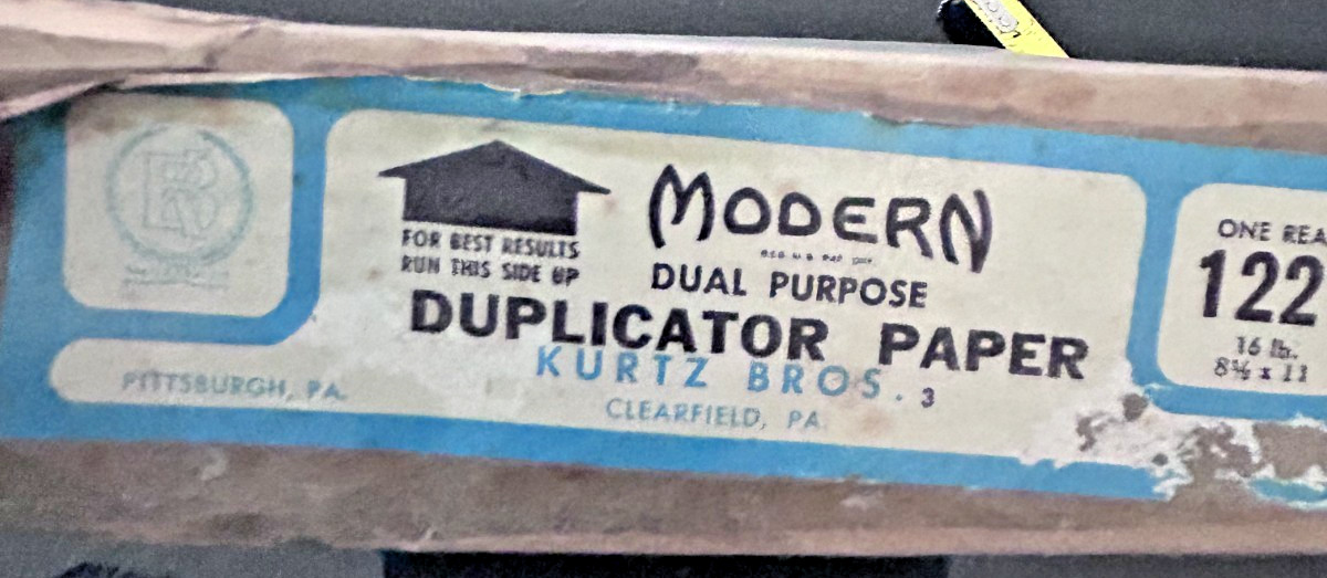 Vintage Kurtz Bros Duplicator Paper 8.5x11 16lb Pittsburgh PA