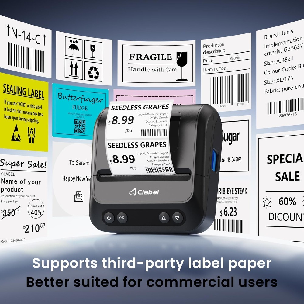 CLABEL 320B Label Maker 3 Inch Bluetooth Barcode Printer Thermal Label Printe...