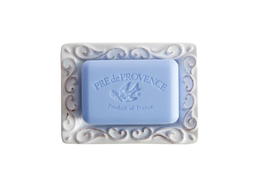 Pre de Provence Rectangle White Washed Ceramic Soap Dish
