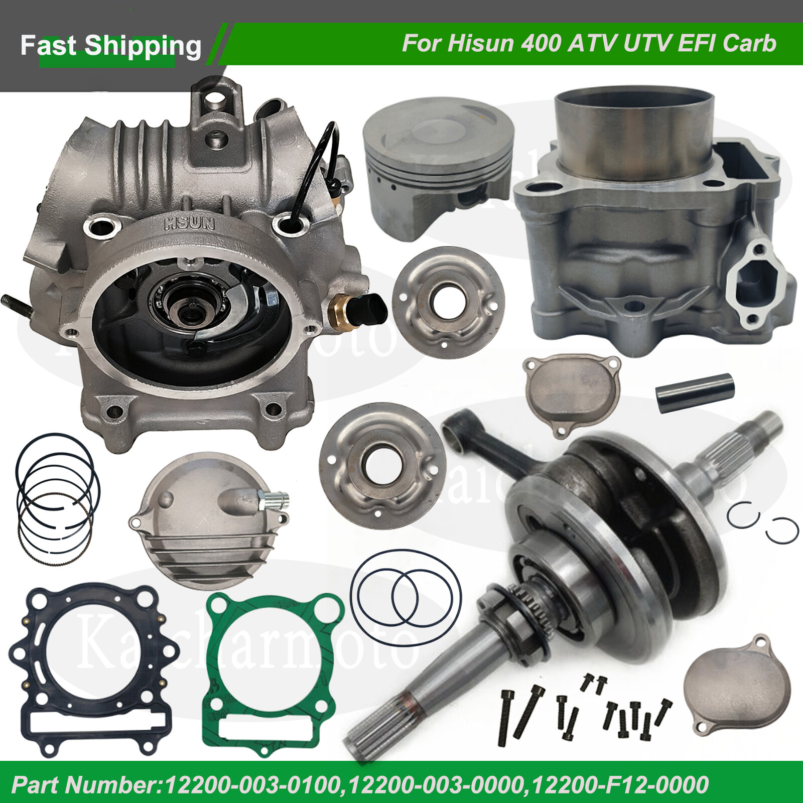 For Hisun 400 Crankshaft Cylinder Head Cylinder Rebuild kit ATV UTV EFI Carb US
