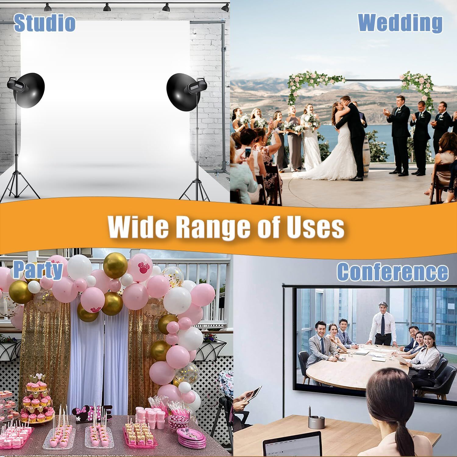 Versatile Heavy Duty Backdrop Stand, 10 * 7ft Adjustable Photo Background Stand