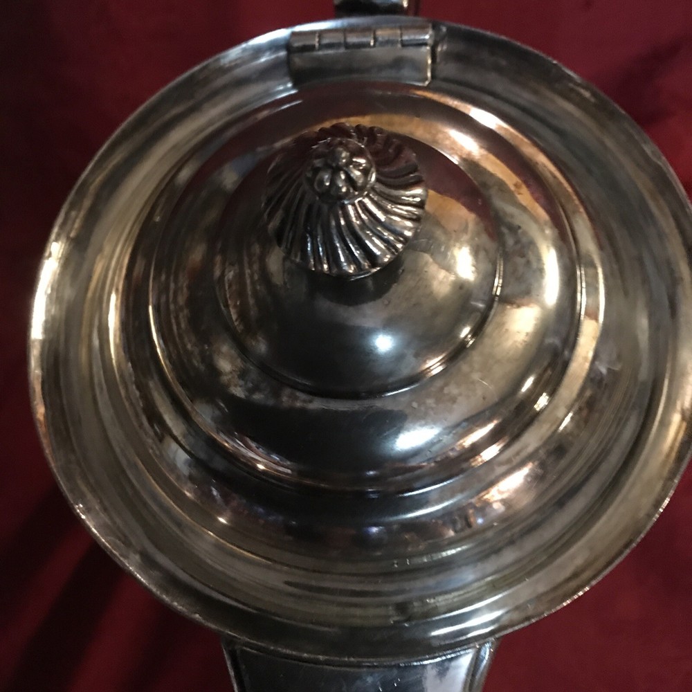 Victorian Toronto Silverplate Ornate Lemonade Pitcher Ceramic Liner Hinged Lid