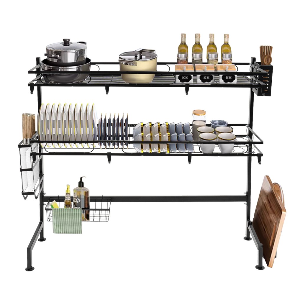 32.2in Double Layer Sink Storage Rack Complete Set Drying Rack For Kitchen !