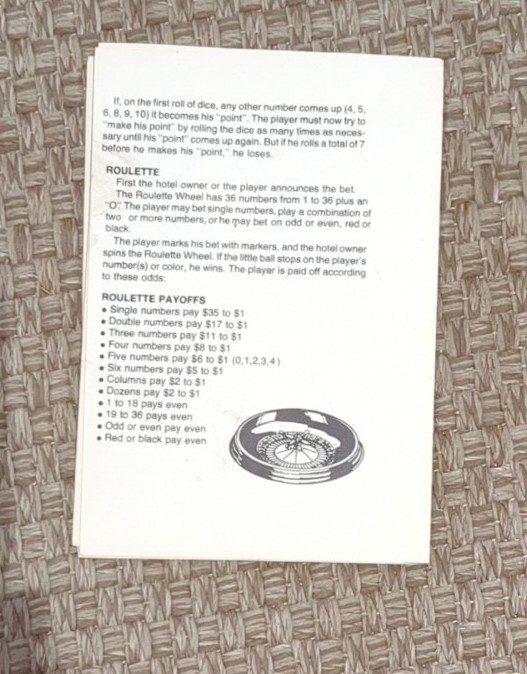 High Stake Board Game Instructions - Vintage Rules Manual (1974)