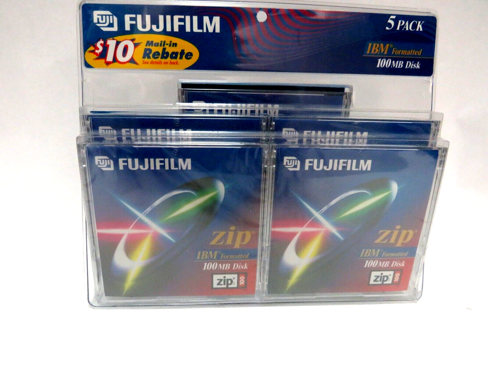 Fujifilm Zip IBM Formatted 100MB Disk 5 Pack New Sealed