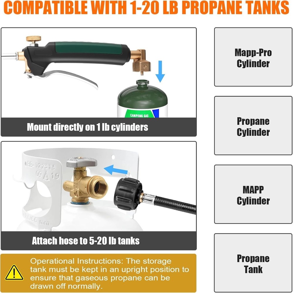 Versatile Stainless Steel Propane Torch with Adjustable Flame for Outdoor Tasks