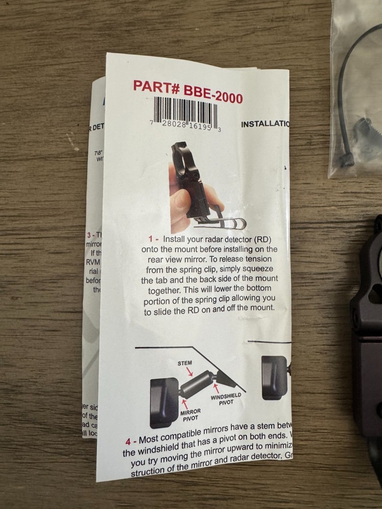 BlendMount Radar Detector Mirror Mount BBE-2000 - Escort and Beltronics Mount!