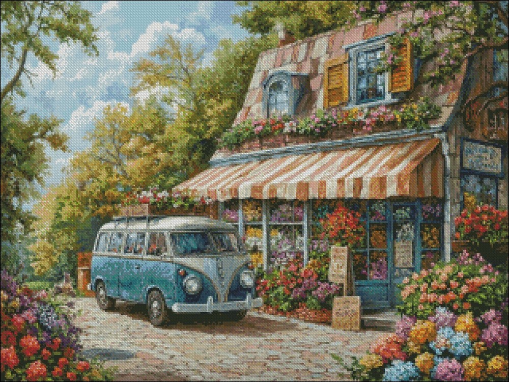 Flowers Shop 2 - DIY Chart Counted Cross Stitch Patterns Needlework DMC Color