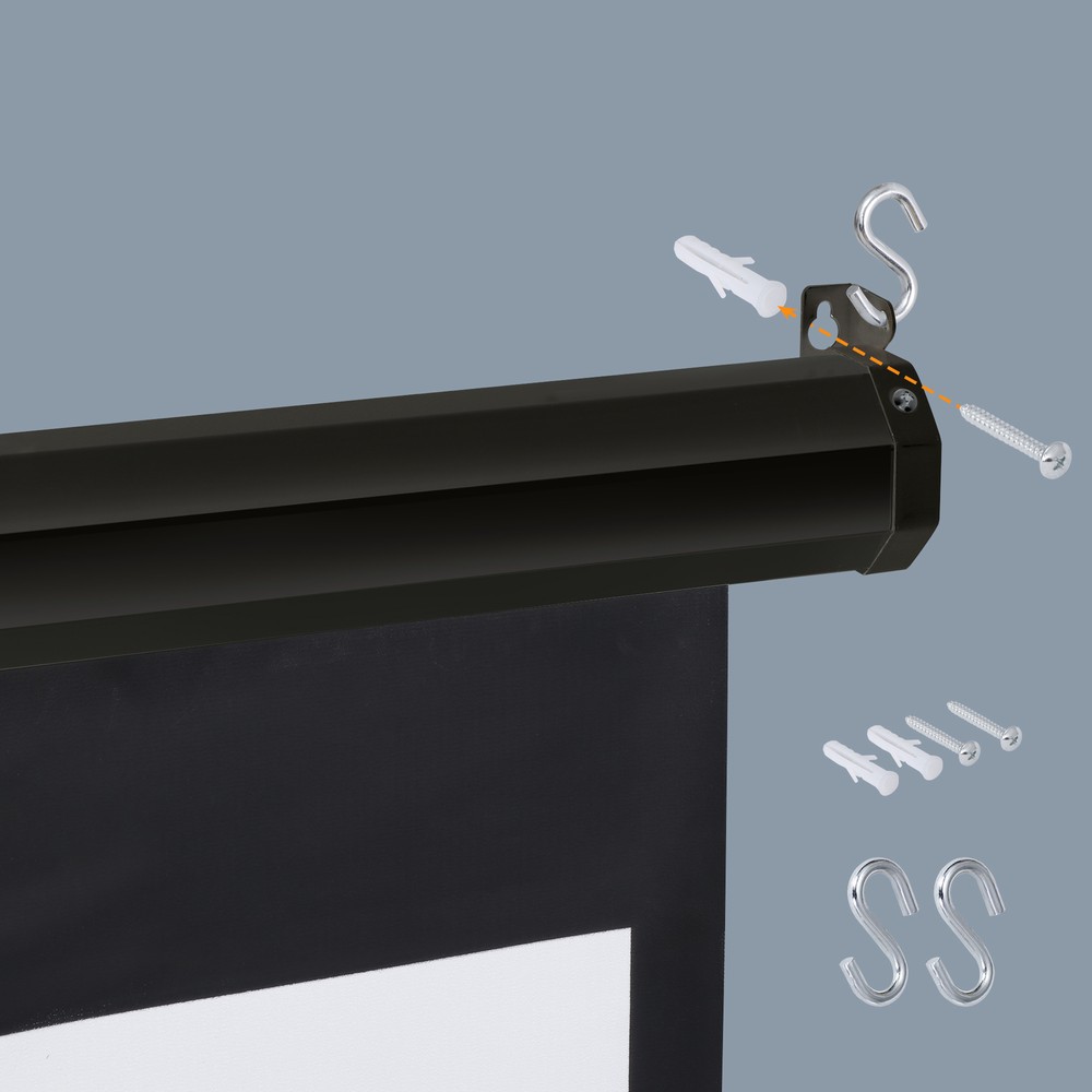 Projector Screen Manual Pull Down 80"16:9HD Projection Screen Home Theater Black