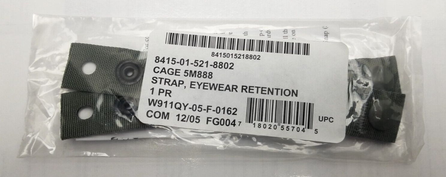US Military ACH Eyewear Retention Strap Foliage Green NSN: 8415-01-521-8802 NIB