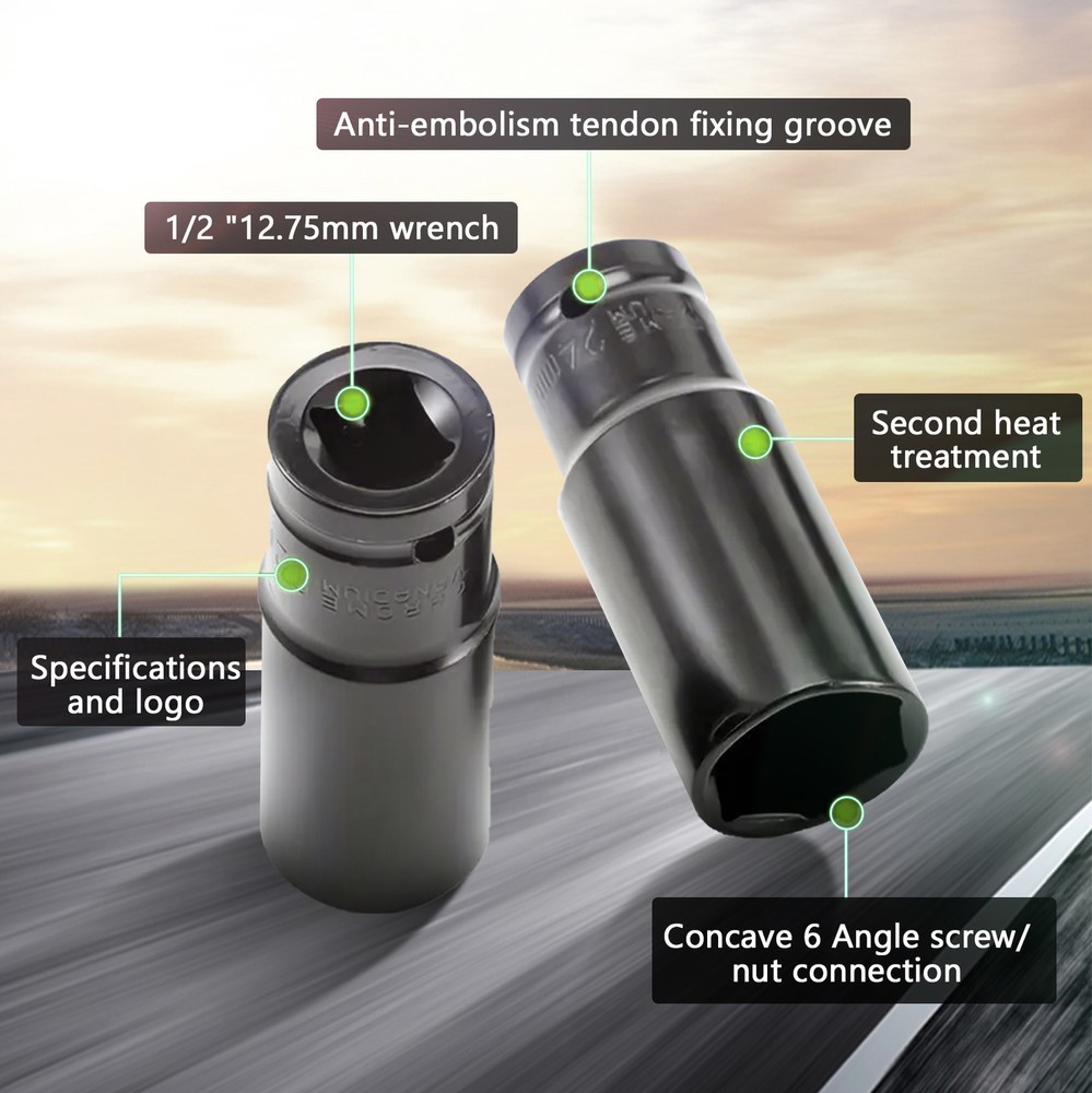 20PCS 1/2''Deep Impact Sockets Set Drive Metric 8mm-32mm Deep 6-Point Set w/case