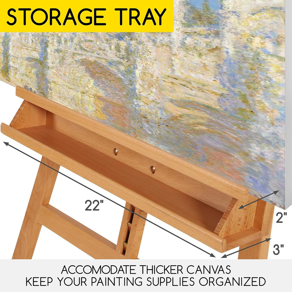 Large Painters Easel Adjustable Solid Beech Wood Artist Easel, Studio Easel for