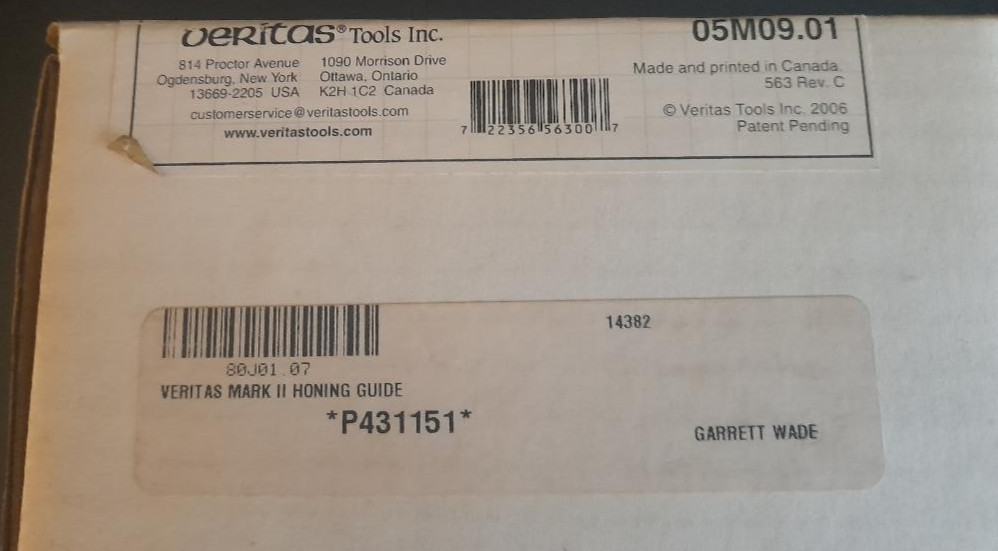 Veritas MK. II Honing Guide 05MO9.01 Lightly Used Made In Canada