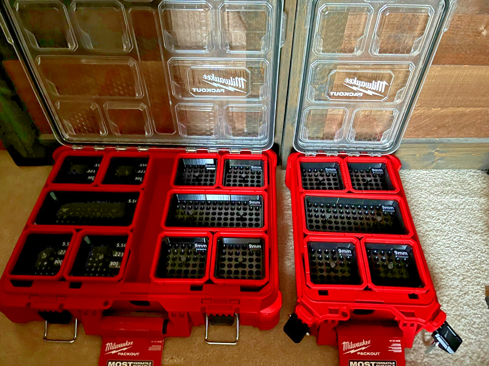 Ammo Inserts Milwaukee Deep Packout 22LR, 40, 45, 308, 380, 410, 556,762,9mm,12g