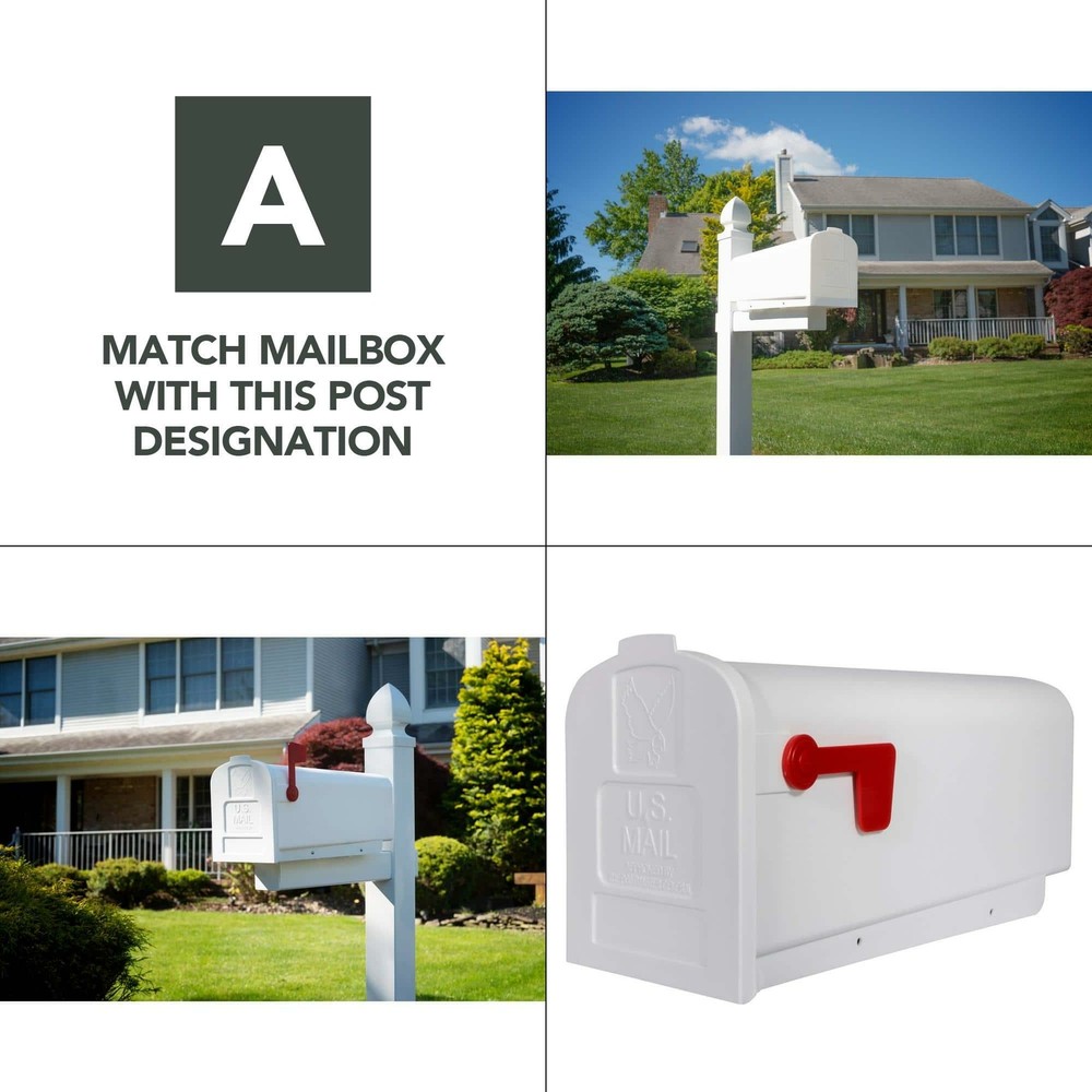 NEW WHITE MAILBOX Deluxe Polybox Durable Rust-Proof Polymer Post Mounted