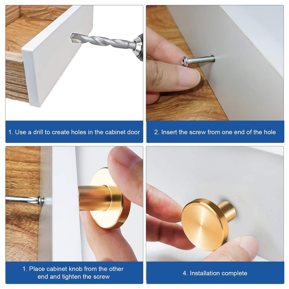 12Pcs Cabinet Knobs Hardware Handles Round Pulls for Kitchen, Dresser and Closet