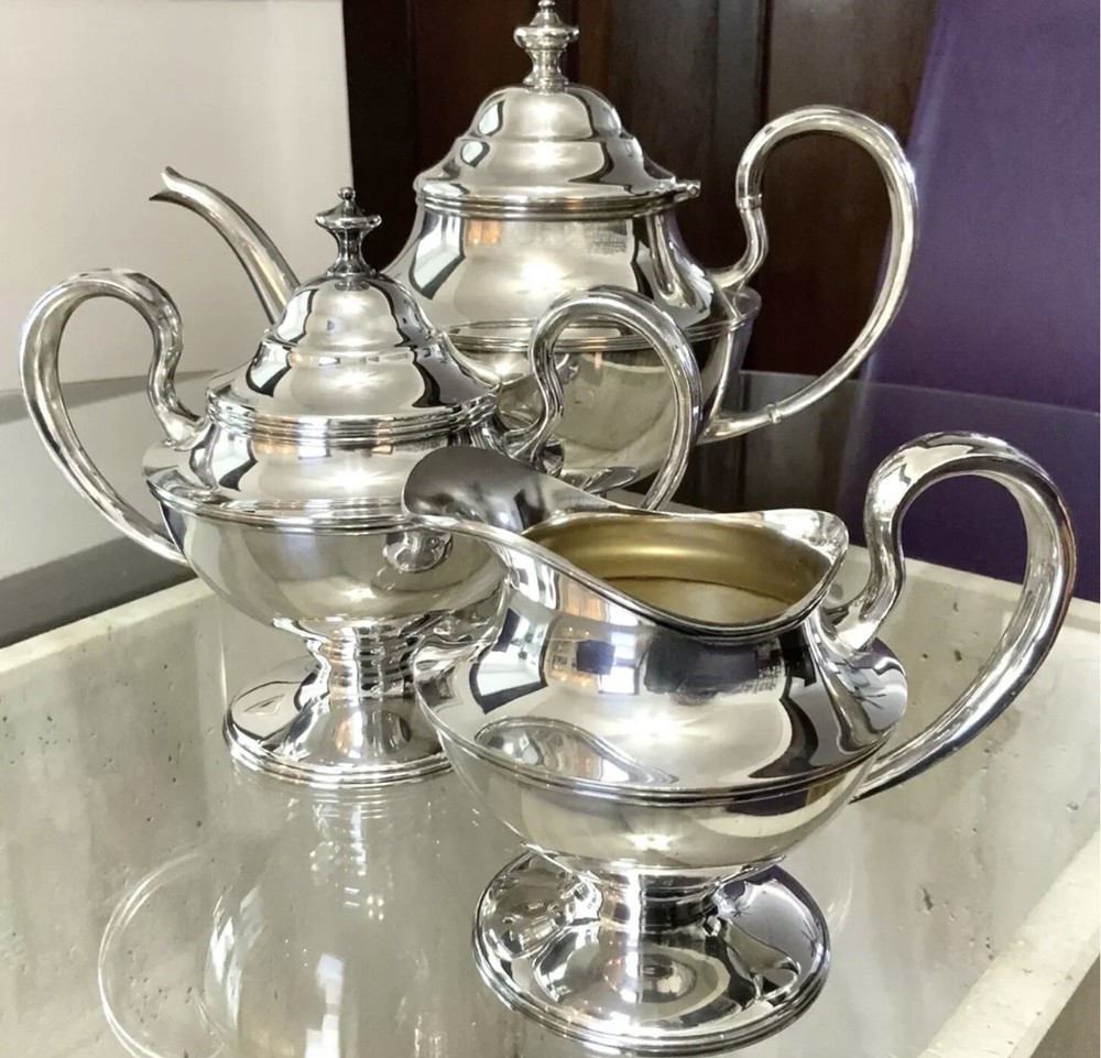 Sheffield Vintage Silver Plate 1930 Art Deco 4-Pc Piece Tea Set