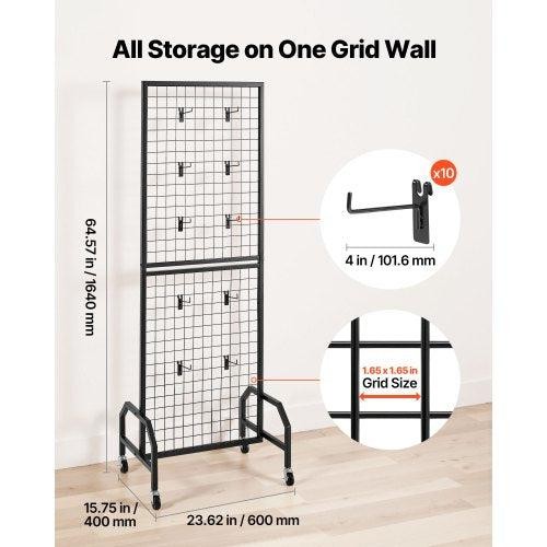 Grid Wall Panel 19 x 5.4 ft Wire Grid Panels Display Rack Movable Art