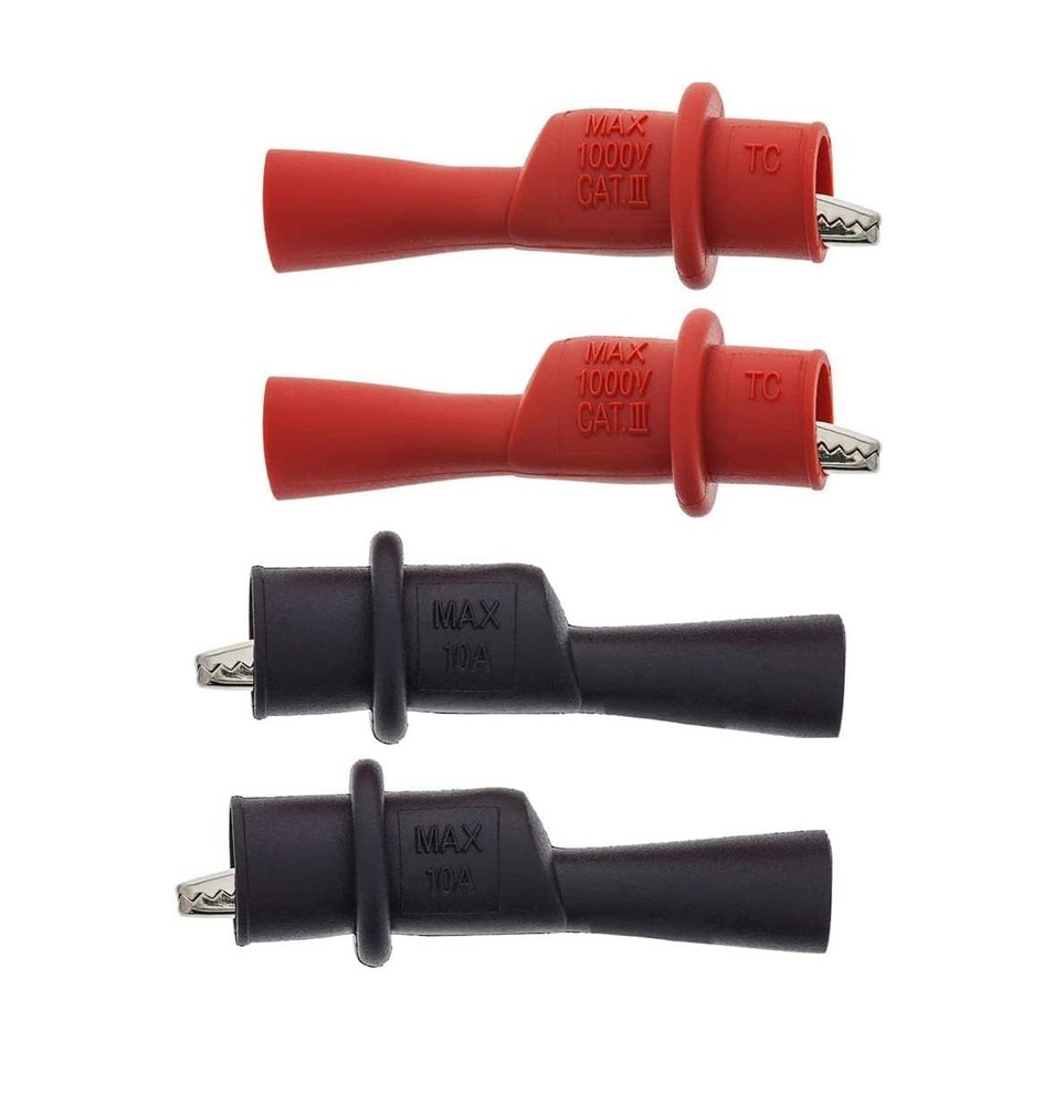 Push-On Alligator Clips Set for Multimeter - 4 Pcs, Insulated & Durable
