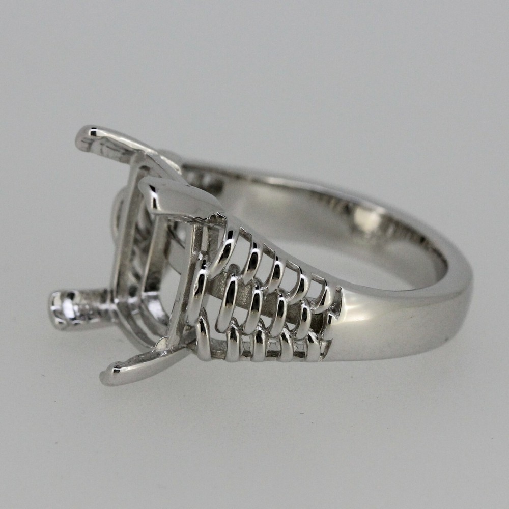 Sterling Silver Semi Mount Ring Setting cabochon Cushion Cu 12x10mm