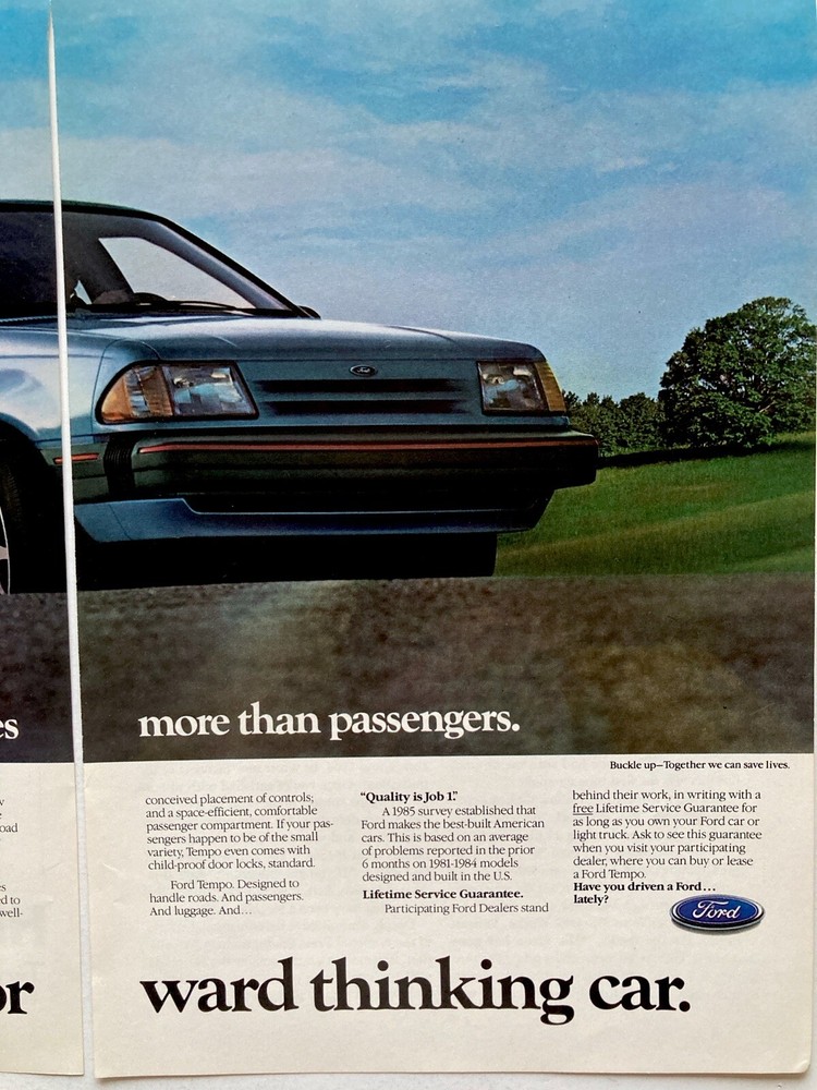 1985 Ford Tempo Two Page Print Ad