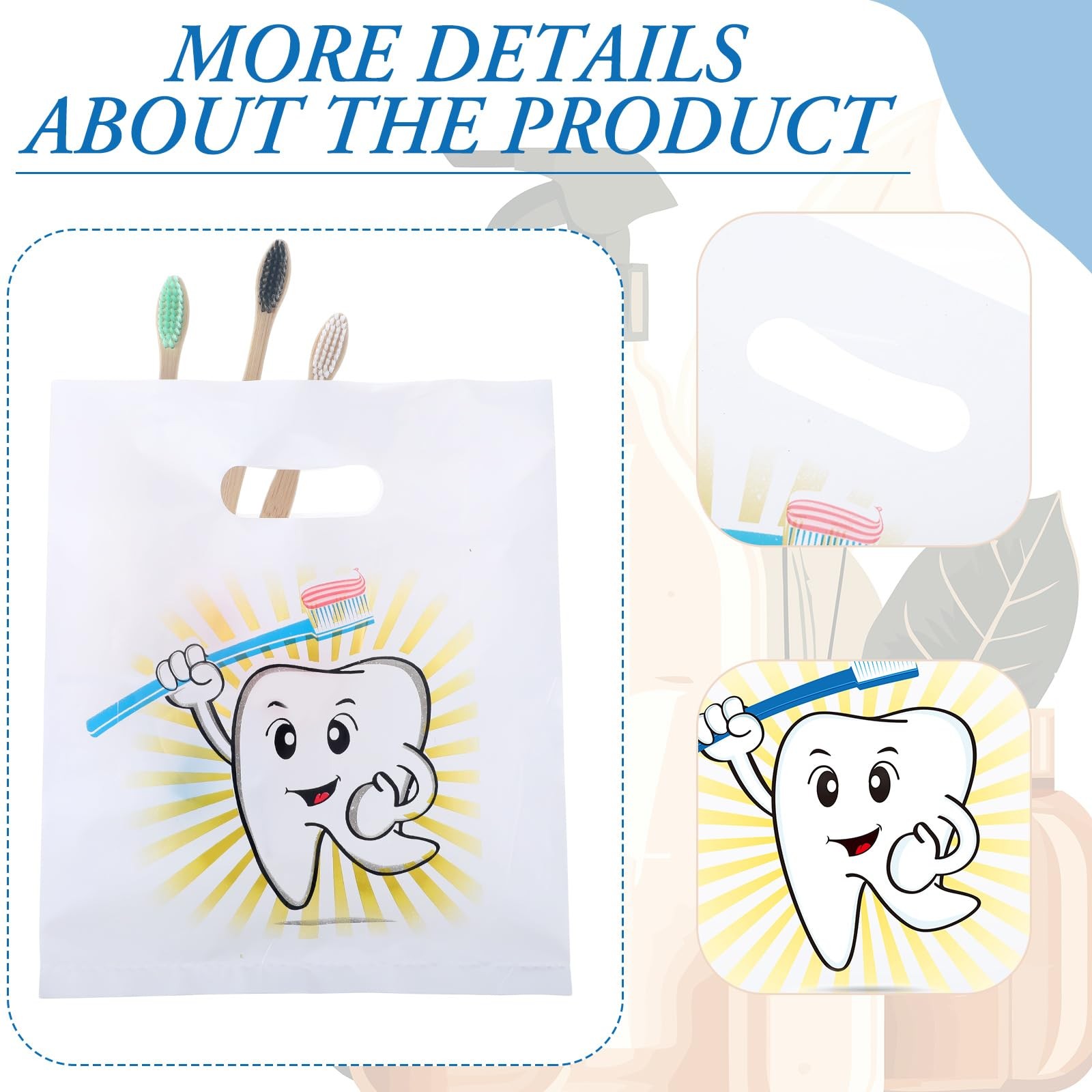 300pcs Tooth Merchandise Bags with Handles Plastic Dental Patient Gift Bags