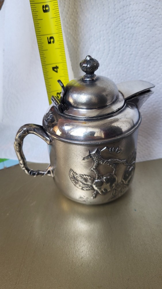 Pairpoint Silver Plate Fruit Engraved Creamer. 1S