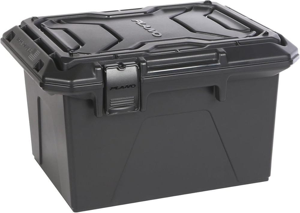 Ammo Crate, Black, Lockable Plastic Ammunition Storage Box, Water-Resistant Prot