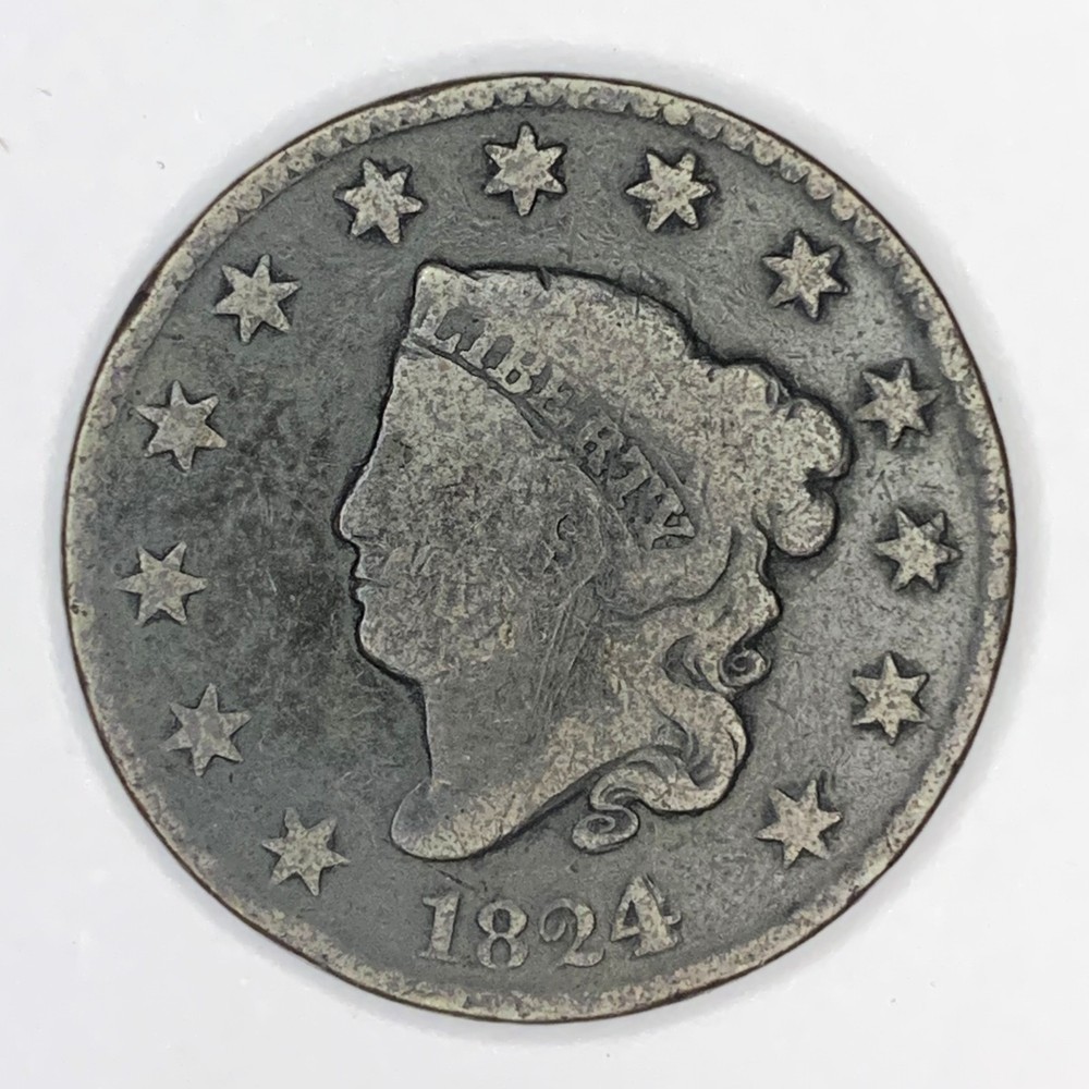 1824 4/2 Coronet Liberty Head Large Cent 4 Over 2