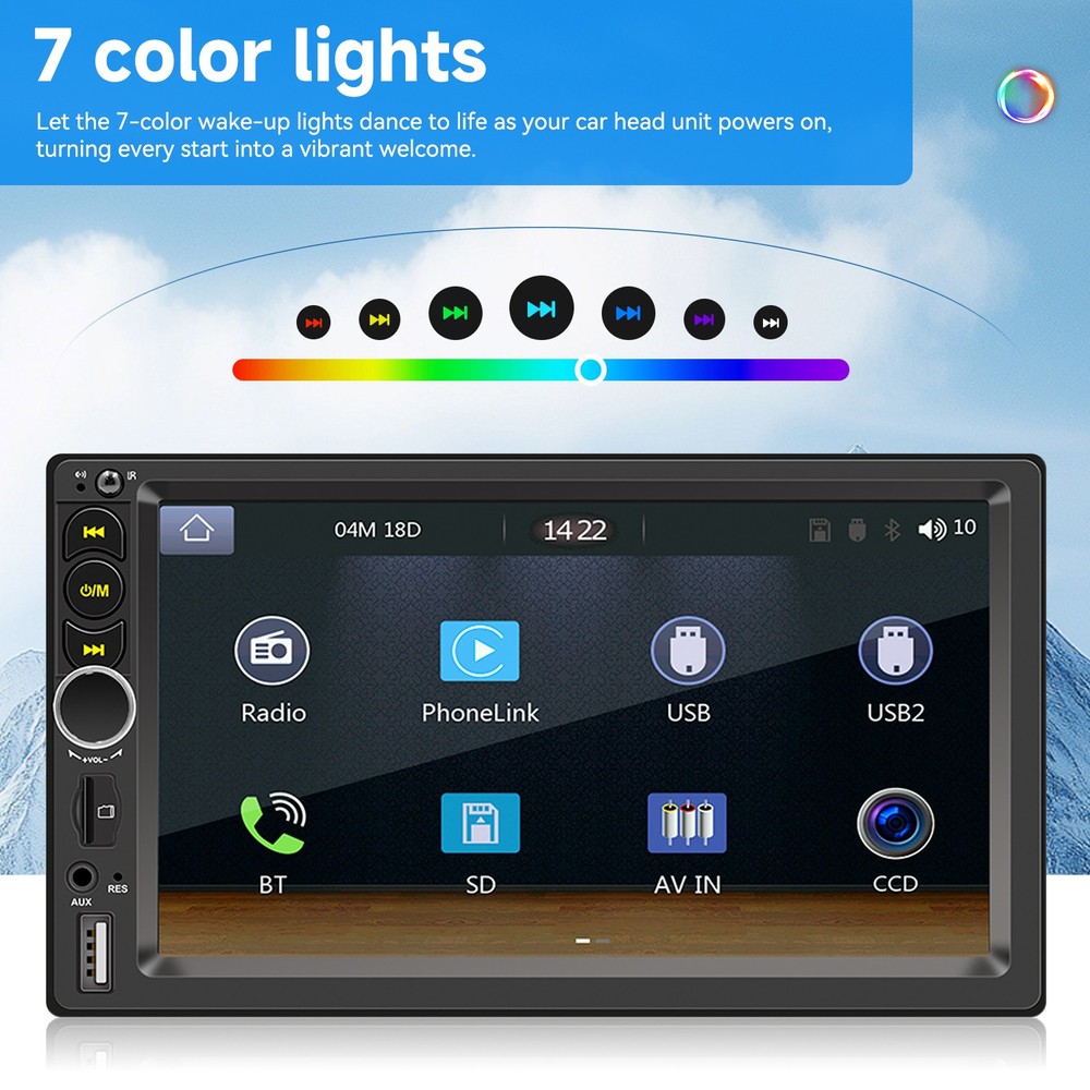 2DIN Double 7” Touchscreen Car Stereo with Bluetooth, GPS& Apple/Android CarPlay