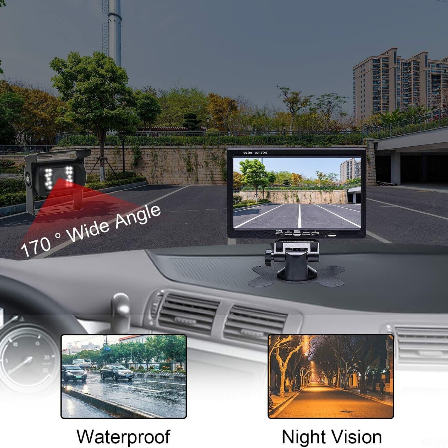 7'' Backup Camera and Monitor Kit System Back Parking Night Vision For Truck RV