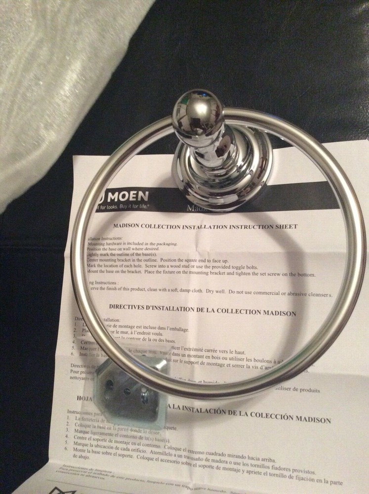 Moen BP6986CH Madison Polished Chrome Towel ring
