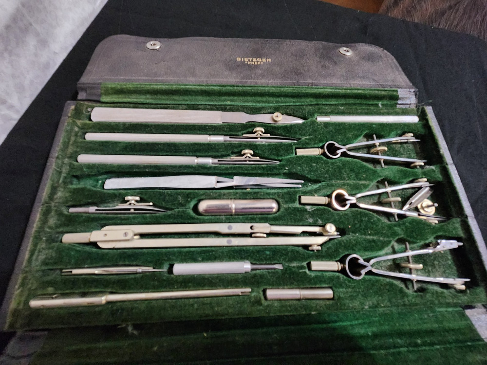Vtg Dietzgen Prep 15 Pc Drafting Tool Set #1088 SC Engineering Draftsman Germany
