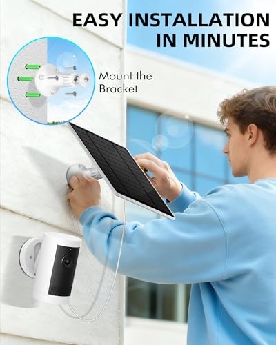 Solar Panel for Ring Camera Outdoor, Small Solar Panel Charger with USB White