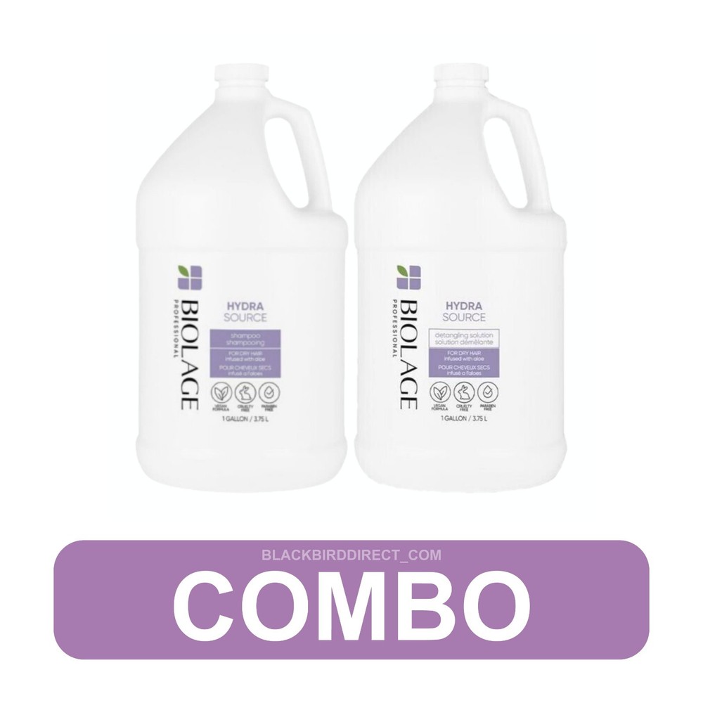 🔥✅ COMBO Matrix Biolage HydraSource SHAMPOO & DETANGLING SOLUTION Gallon 128oz