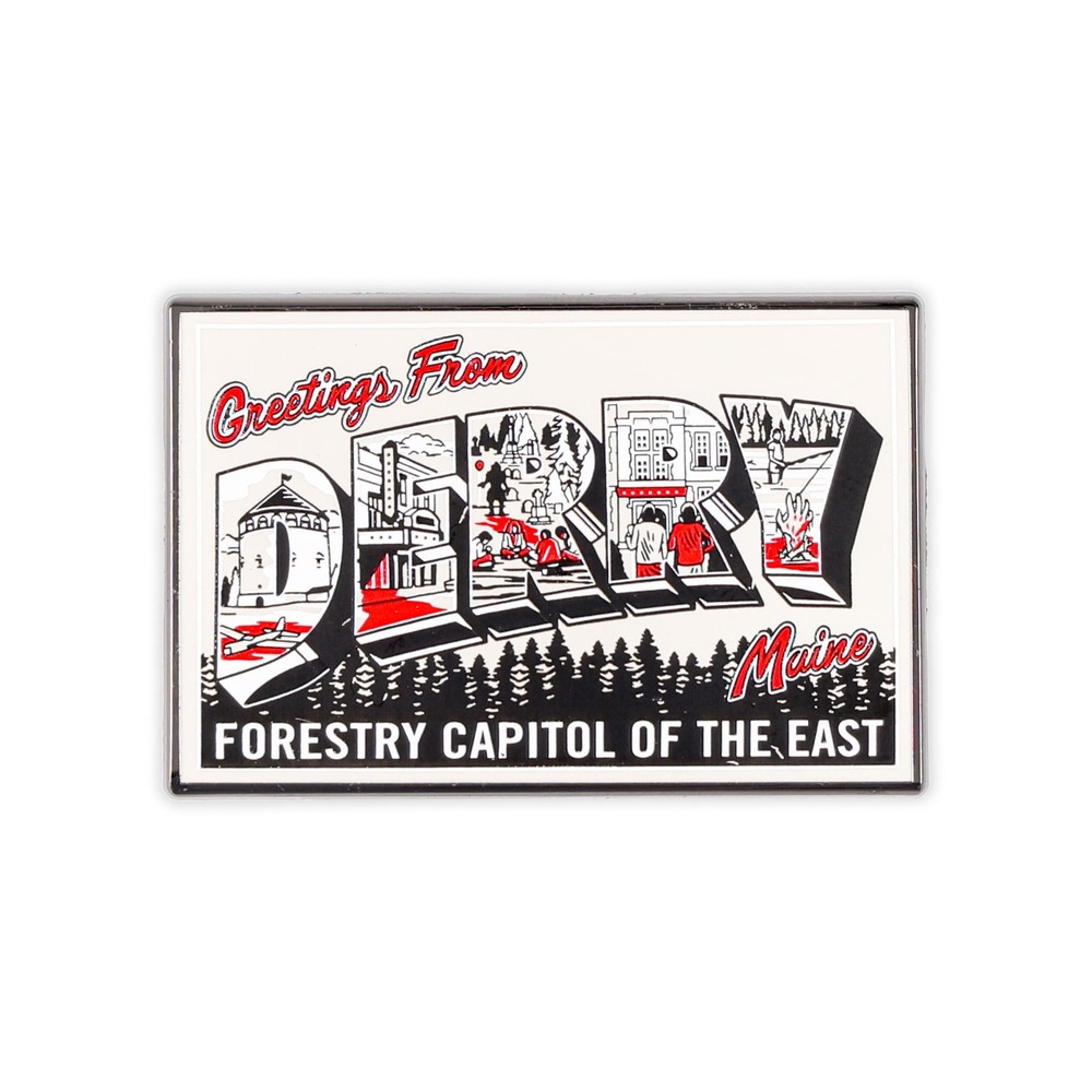 IT "Greetings From Derry" Postcard Printed Enamel Pin
