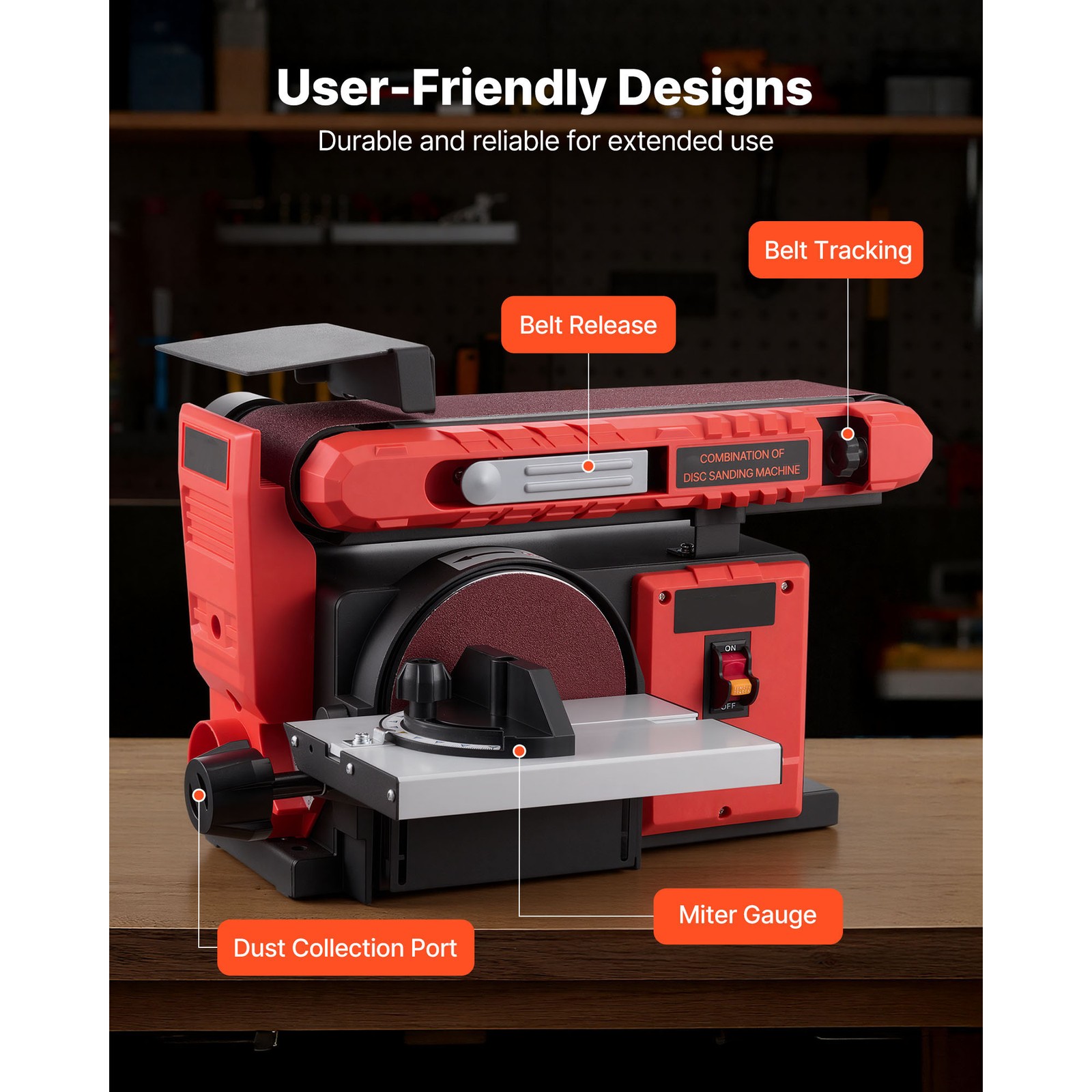 Uimoso 6" Disc and 4" x 36" Belt Sander Combo for Professional Use