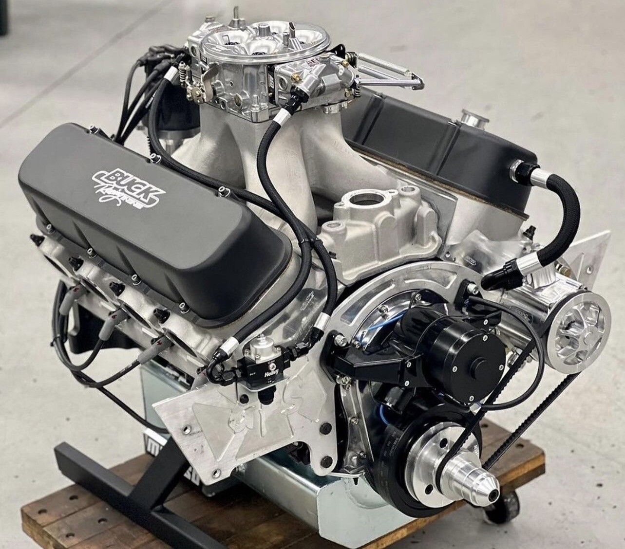 BB CHEVY PRO RACING VACUUM PUMP 3 VANE AEROSPACE BLACK HOSE KIT