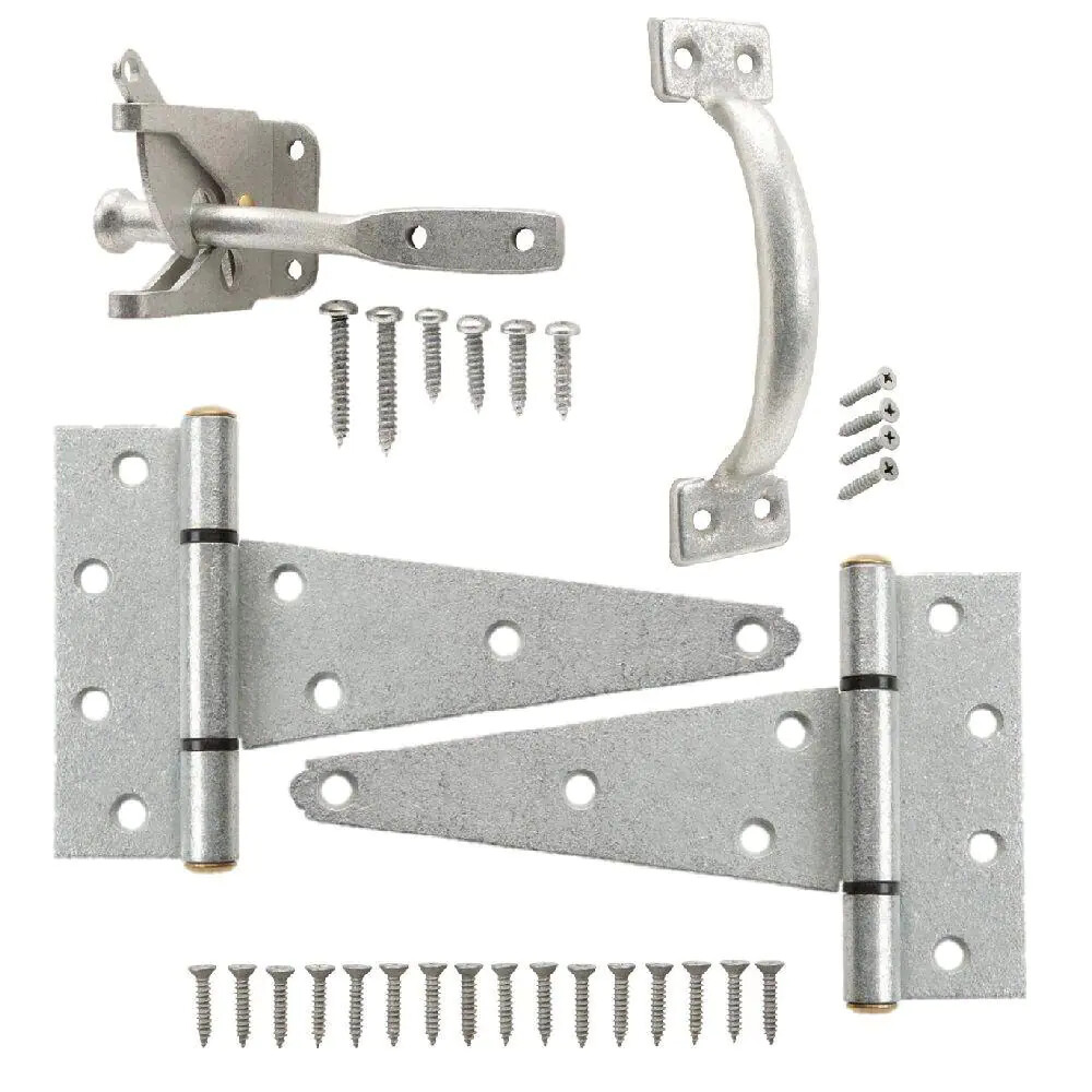 Everbilt Galvanized Gate Fence Door Tee Hinge, Latch and Pull Handle Set 20827