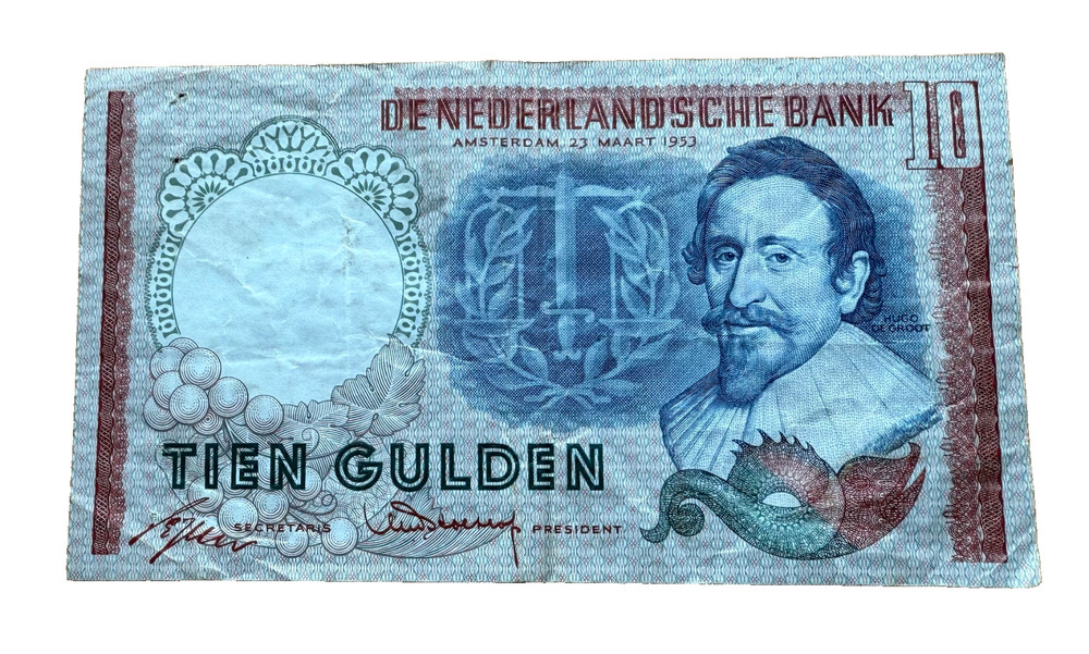 Netherlands 1953 10 Gulden Circulated Note